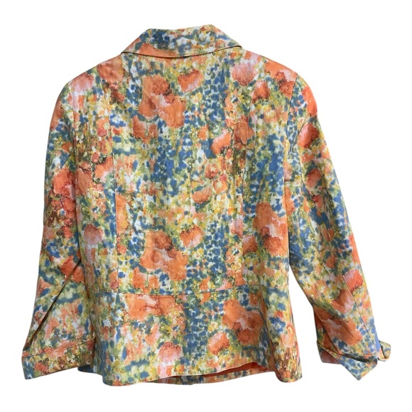 Coldwater Creek Vibrant Orange and Blue Floral Print Jacket Size 12 - Picture 4 of 4